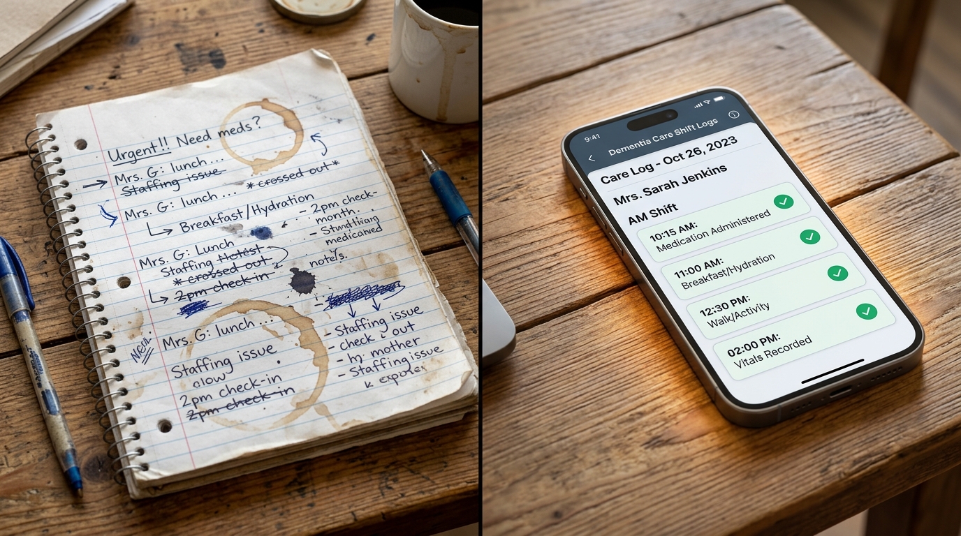 Dementia Care App vs. a Shared Notebook