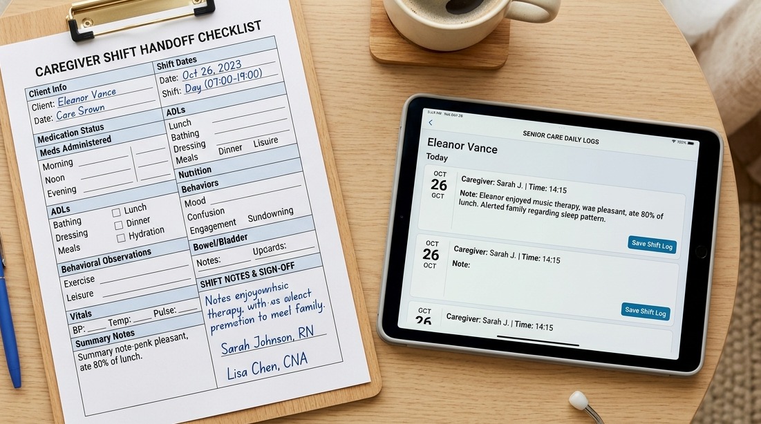 Professional Caregiver and Family Shared Care Log